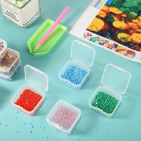 SATINIOR 24 Packs Small Clear Plastic Beads Storage Containers Box with Hinged Lid for Storage of Small Items, Crafts, Jewelry, Hardware (1.7 x 1....
